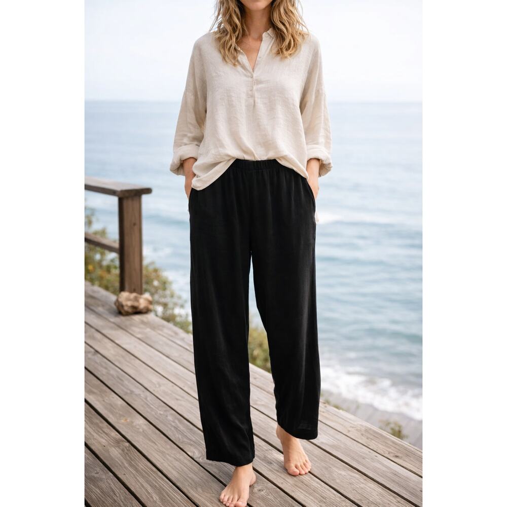 CP Shades Black Rayon Pants – Size M – Made in USA – Relaxed Minimalist
